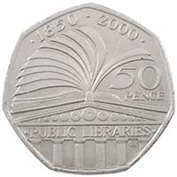 2000 Public Libraries Act Circulated Fifty Pence Coin Thumbnail