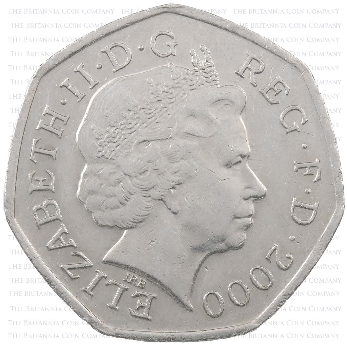 2000 Public Libraries Act Circulated Fifty Pence Coin Obverse