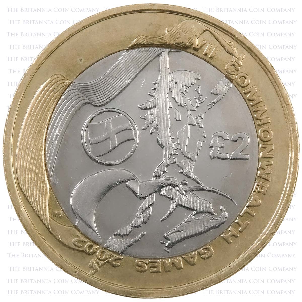 2002 England Commonwealth Games Circulated Two Pound Coin Reverse
