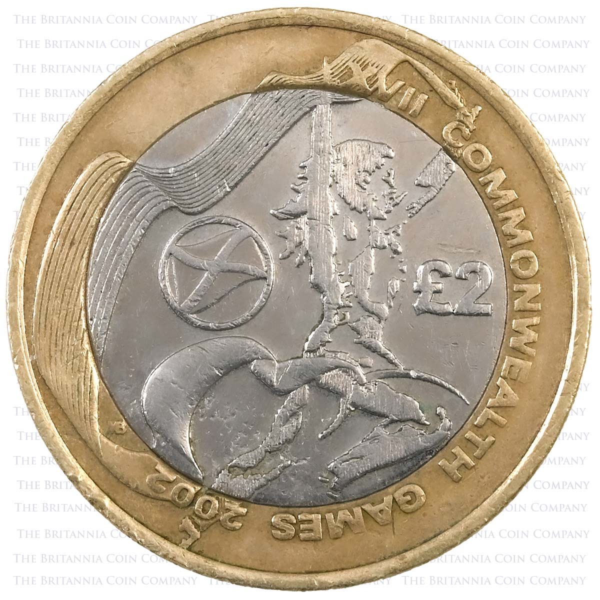 2002 Scotland Commonwealth Games Circulated Two Pound Coin Reverse