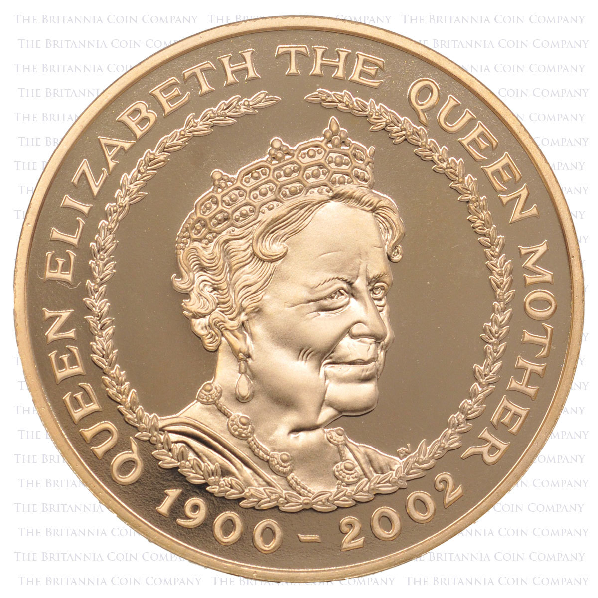 2002 Queen Mother Gold Proof Memorial £5 Crown Reverse