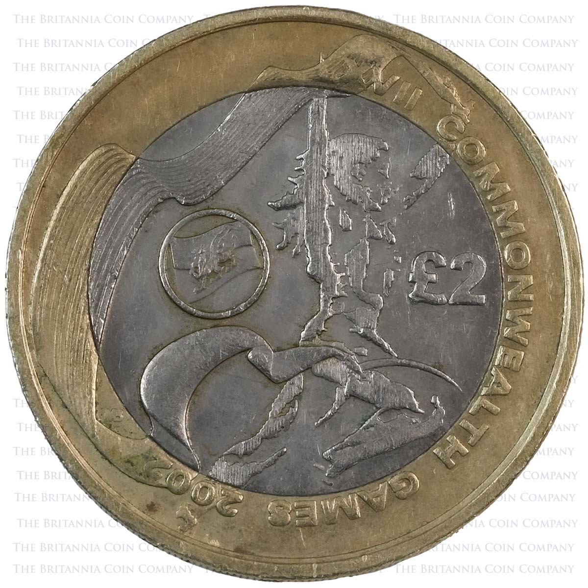 2002 Wales Commonwealth Games Circulated Two Pound Coin Reverse