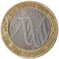 2003 DNA Double Helix Circulated Two Pound Coin Thumbnail
