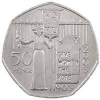 2003 Suffragettes Women's Social And Political Union Votes For Women Circulated Fifty Pence Coin Thumbnail