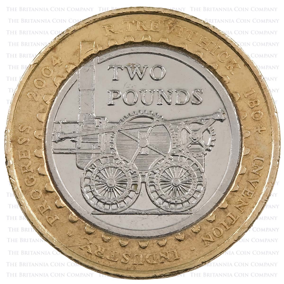 2004 Richard Trevithick First Steam Train Locomotive Circulated Two Pound Coin Reverse