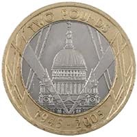 2004 St Paul’s Cathedral UK £2 Coin VE Day Thumbnail.