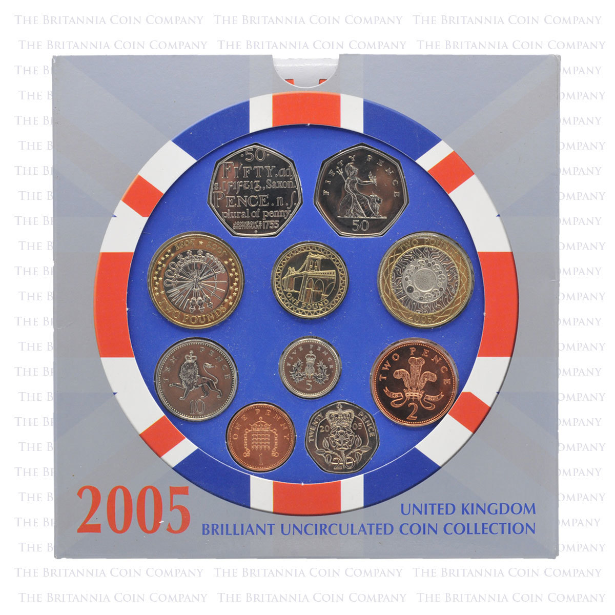 2005 UK Brilliant Uncirculated Annual 10 Coin Set In Packaging