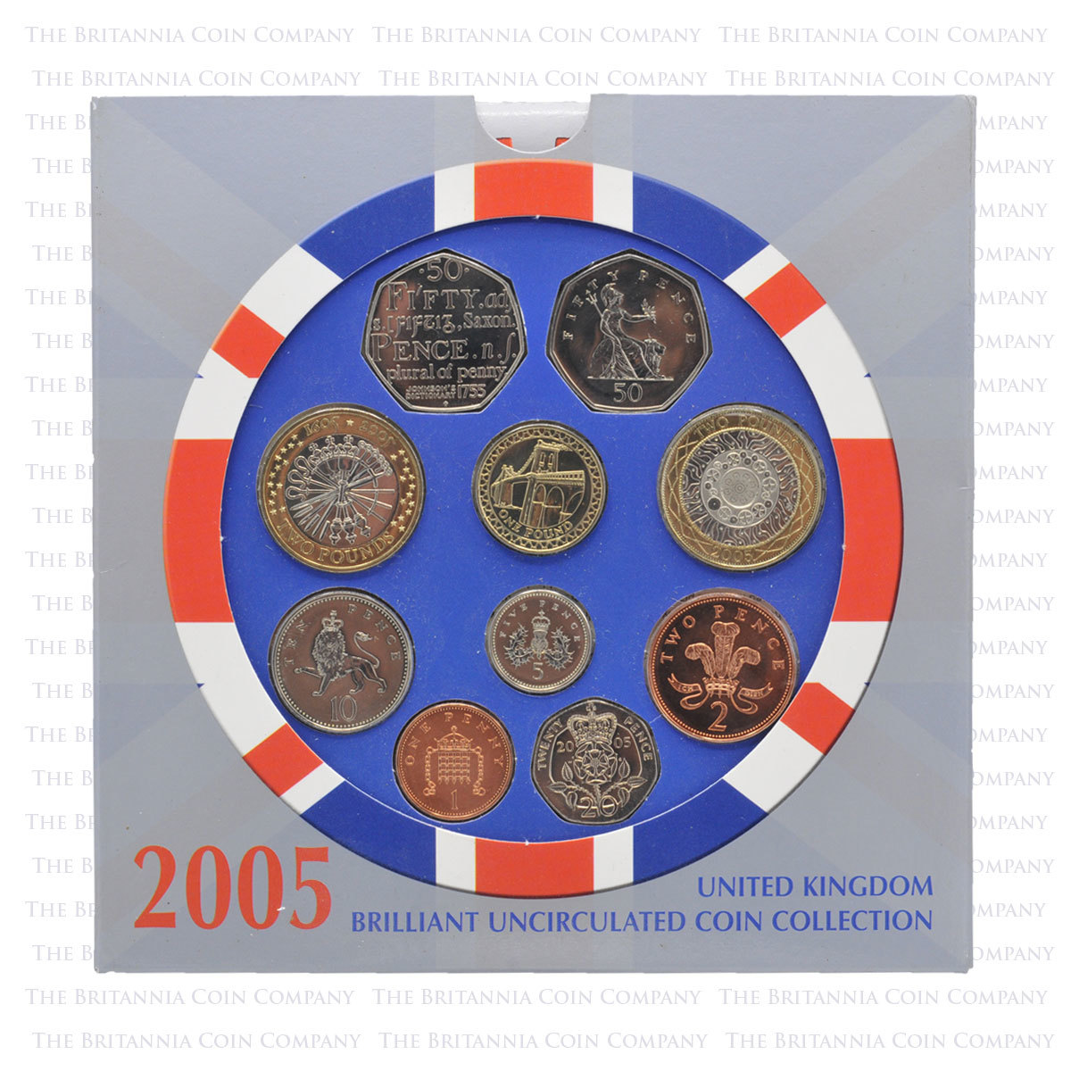 2005 UK 10 Coin Annual Set Brilliant Uncirculated The