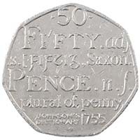 2005 Samuel Johnson's Dictionary Circulated Fifty Pence Coin Thumbnail
