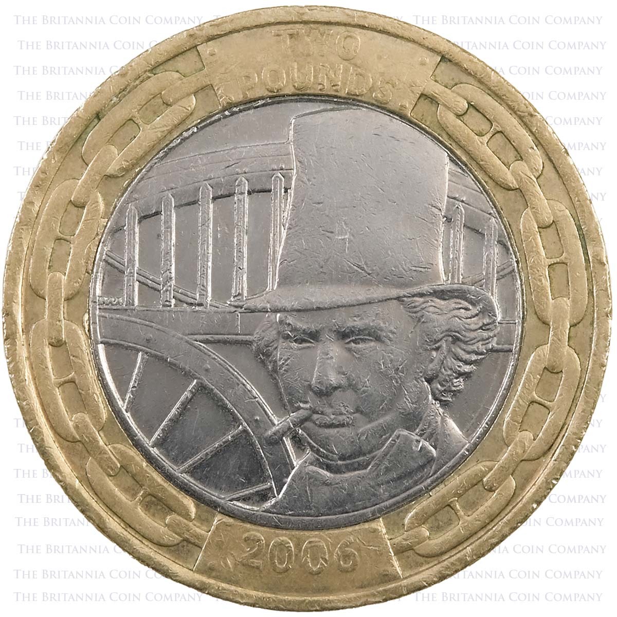 2006 Isambard Kingdom Brunel UK £2 Coin The Man Reverse