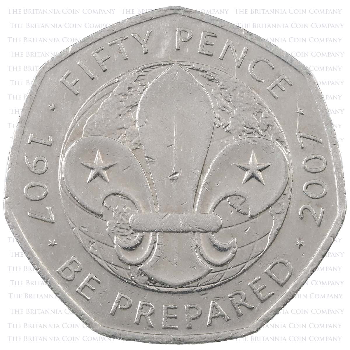 2007 Boy Scouting Be Prepared Circulated Fifty Pence Coin Reverse