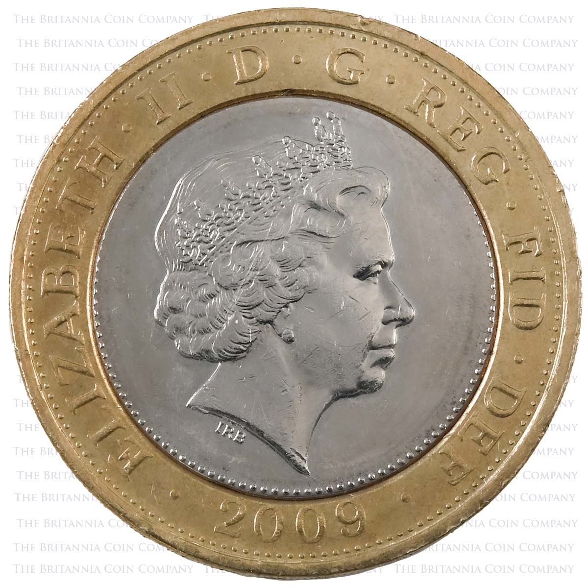 2009 Robert Burns Circulated Two Pound Coin Obverse