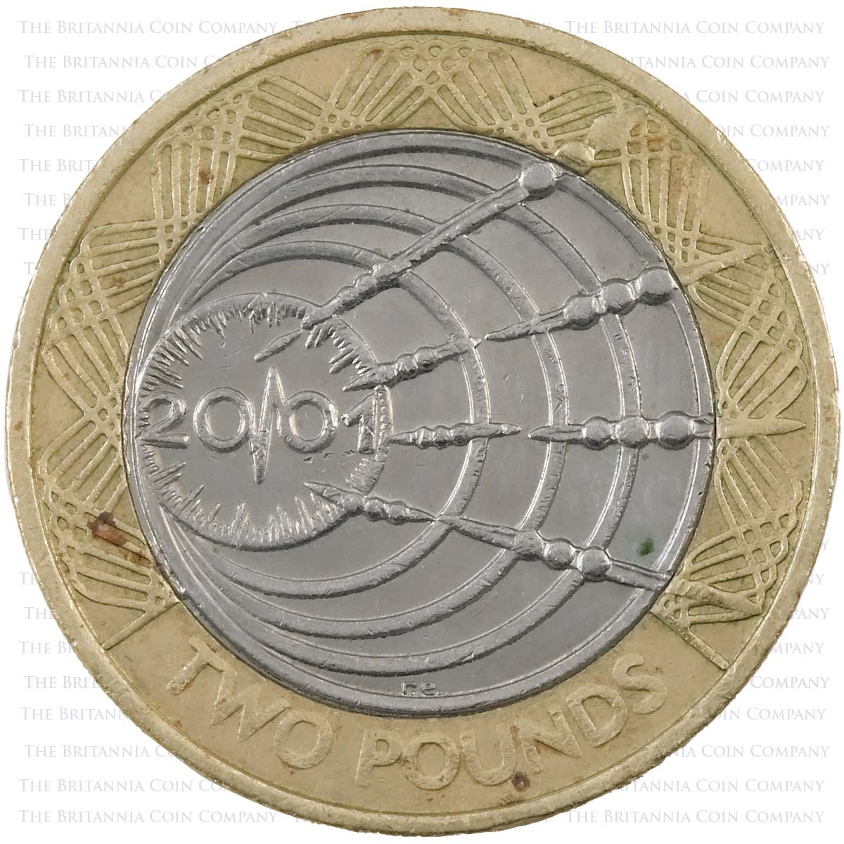 2001 Marconi First Wireless Transmission Circulated Two Pound Coin Reverse