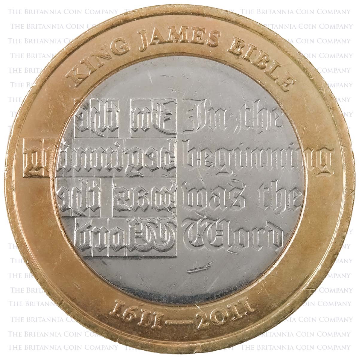 2011 King James Bible Circulated Two Pound Coin Reverse
