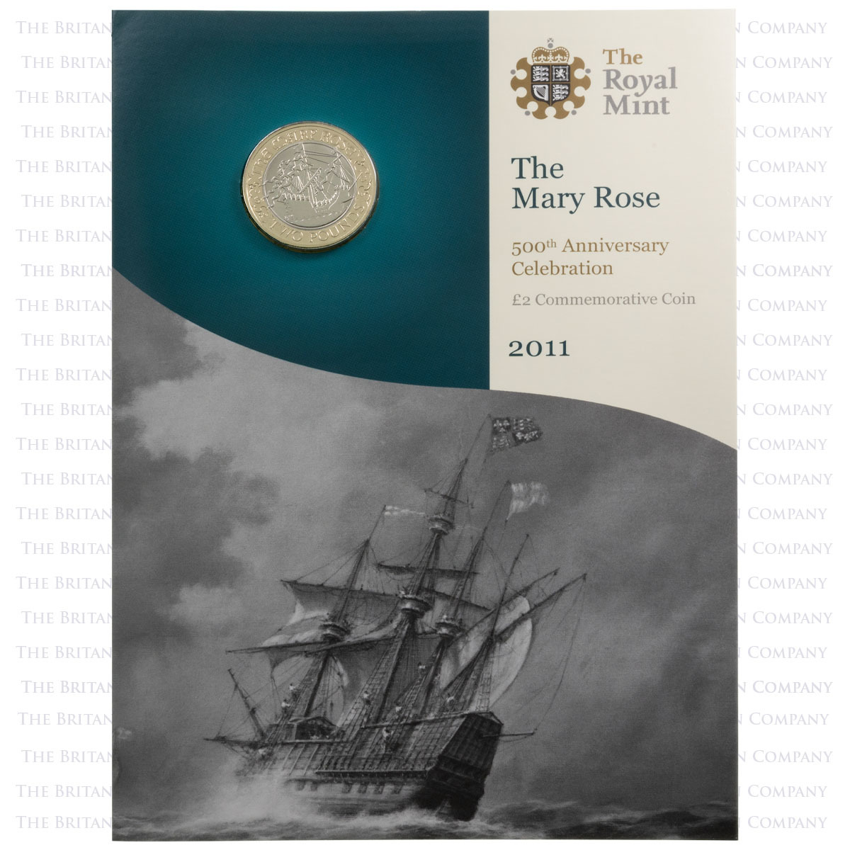 2011 Mary Rose 500th Anniversary Two Pound Brilliant Uncirculated Coin In Folder