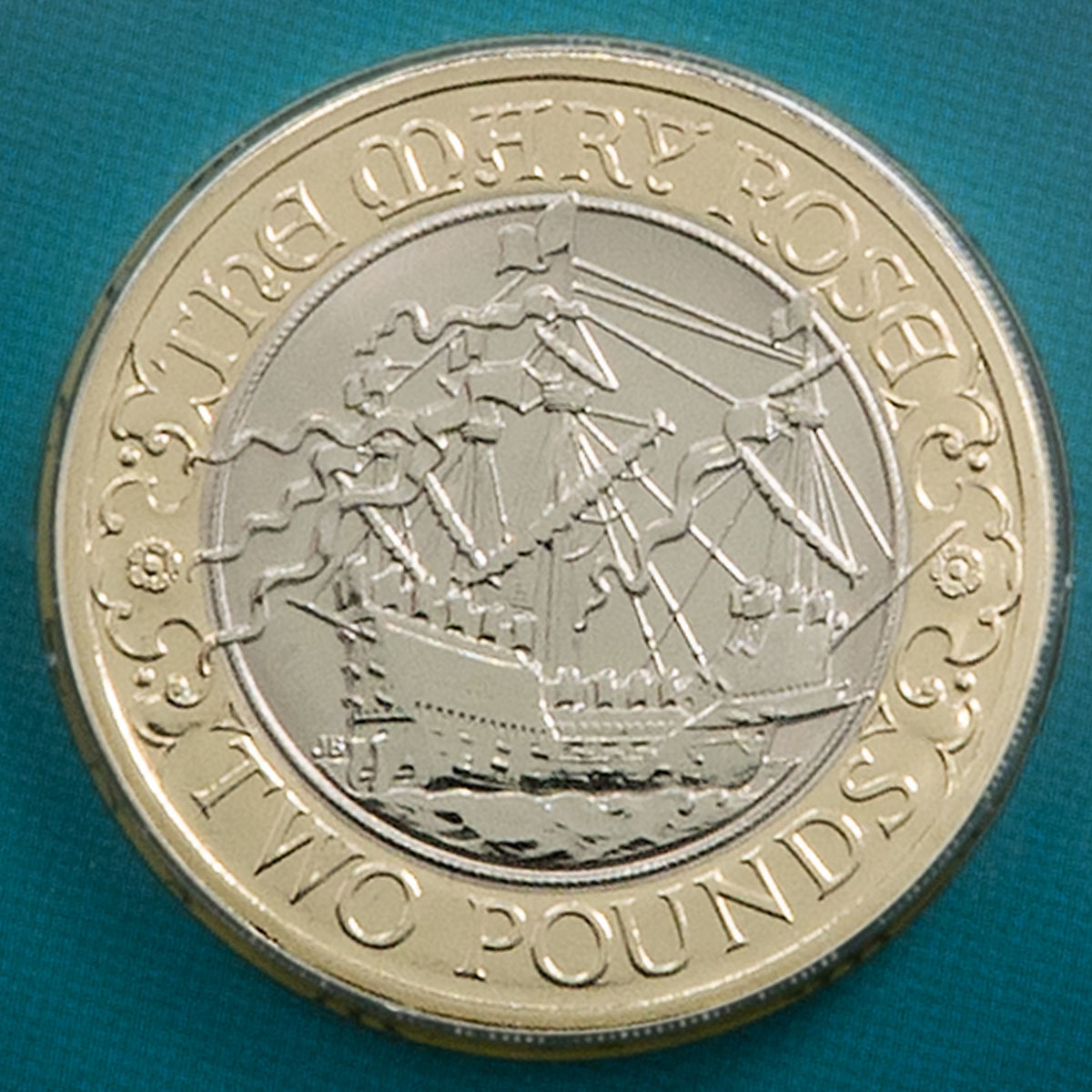 2011 Mary Rose 500th Anniversary Two Pound Brilliant Uncirculated Coin In Folder Reverse