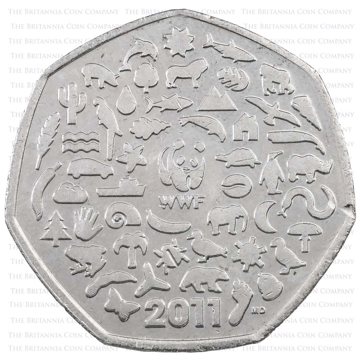 2011 World Wildlife Fund Circulated Fifty Pence Coin Reverse