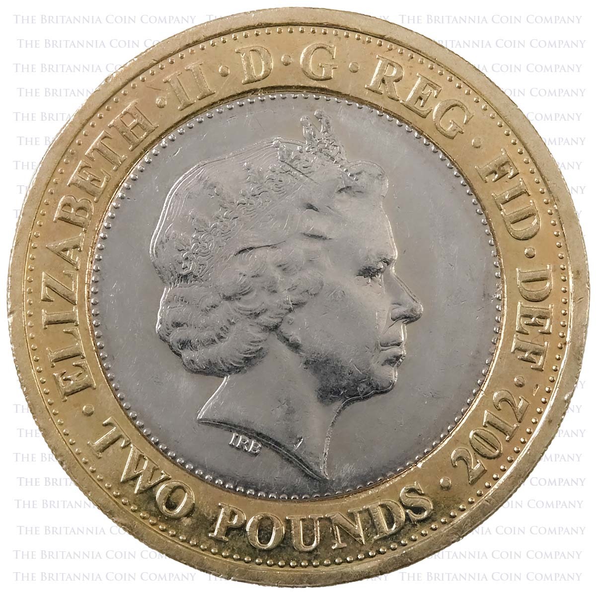 2012 Charles Dickens Circulated Two Pound Coin Obverse