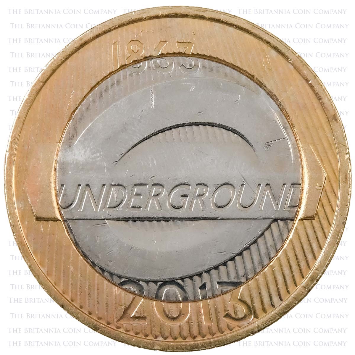 2013 London Underground Tube Roundel Logo Circulated Two Pound Coin Reverse