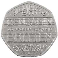 2013 Benjamin Britten Circulated Fifty Pence Coin Thumbnail