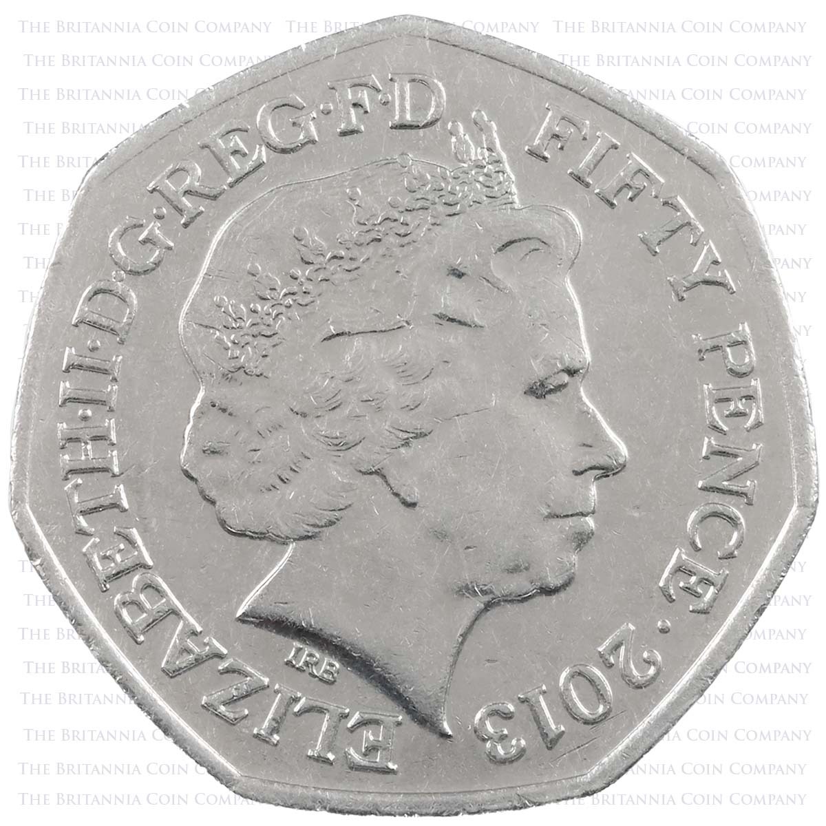 2013 Benjamin Britten Circulated Fifty Pence Coin Obverse