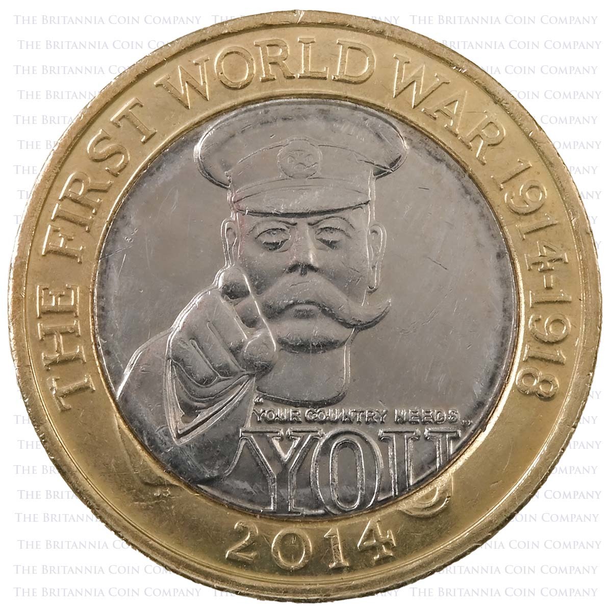 2014 Lord Kitchener First World War Circulated Two Pound Coin Reverse