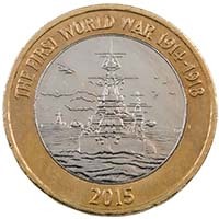 2015 Royal Navy First World War Circulated Two Pound Coin Thumbnail