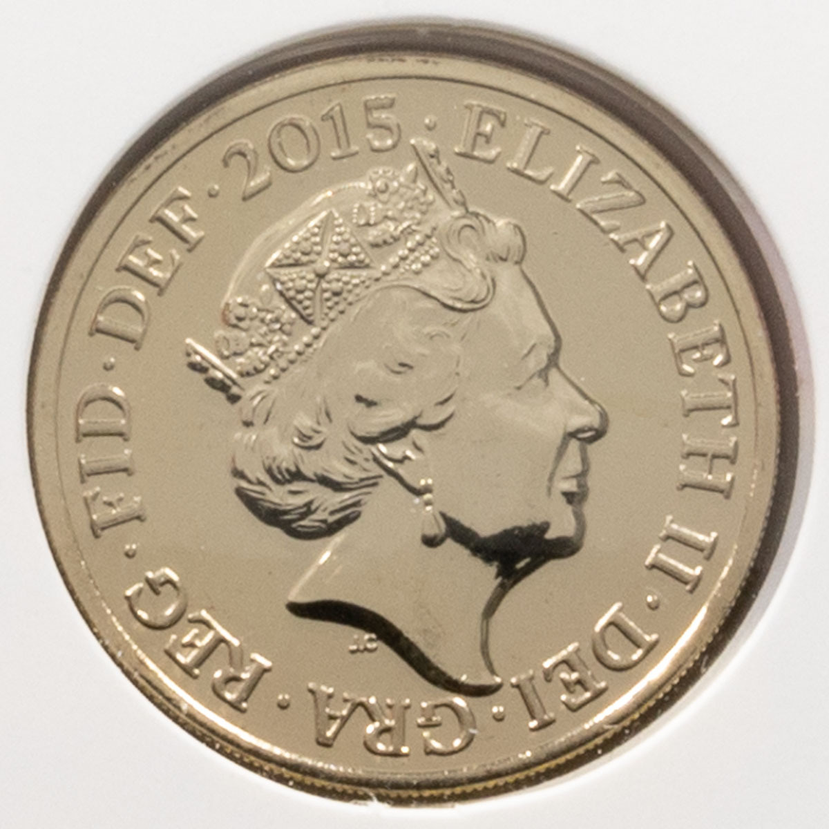 Obverse of UK15RDBU The Royal Arms 2015 UK £1 BU Coin