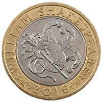 2016 William Shakespeare's Comedies Circulated Two Pound Coin Thumbnail