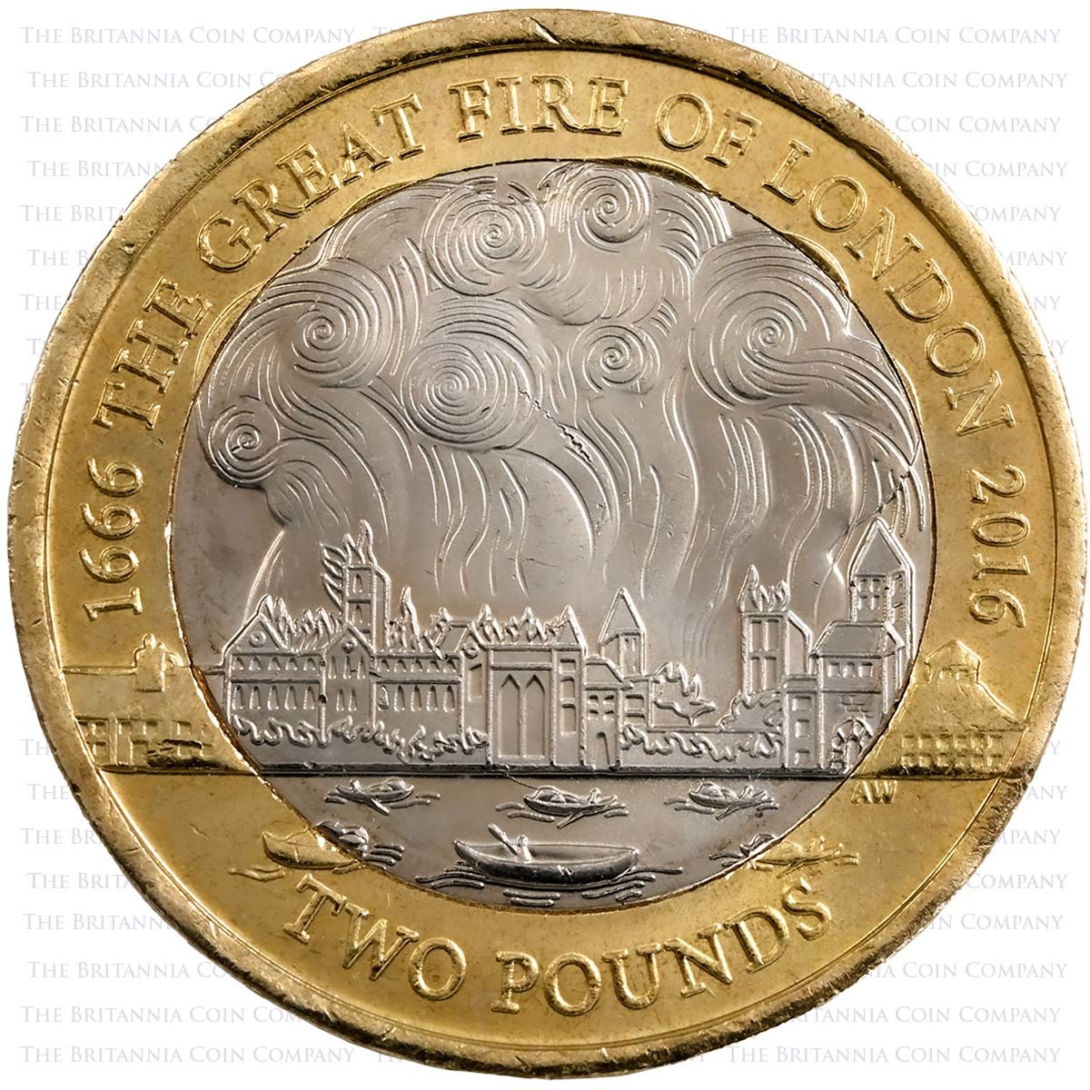 2016 Great Fire Of London 1666 Circulated Two Pound Coin Reverse