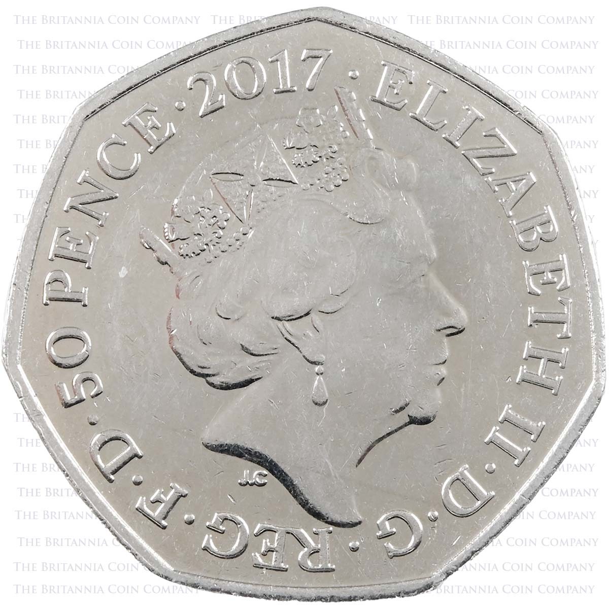2017 Beatrix Potter Benjamin Bunny Circulated Fifty Pence Coin Obverse