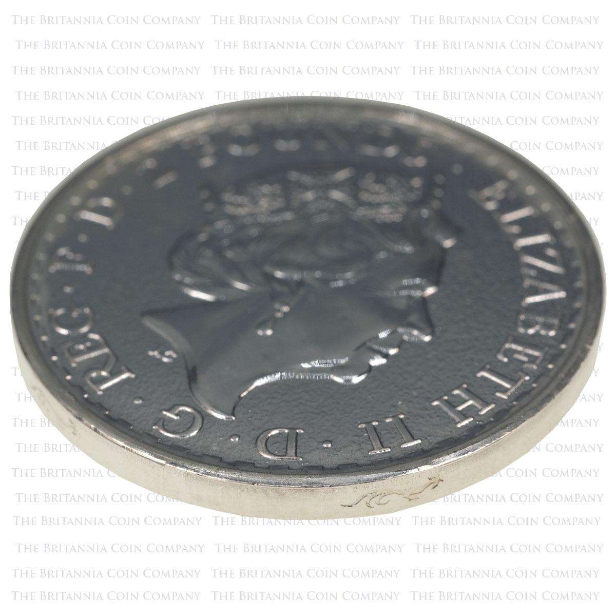 2017 Britannia One Ounce Rooster Privy Mark Silver Bullion Coin Edge Detail