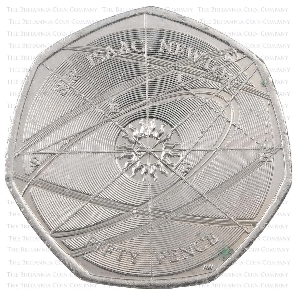 2017 Innovation In Science Sir Isaac Newton Circulated Fifty Pence Coin Reverse