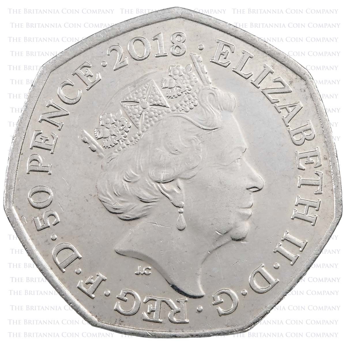 2018 Paddington Bear At Paddington Station Circulated Fifty Pence Coin Obverse