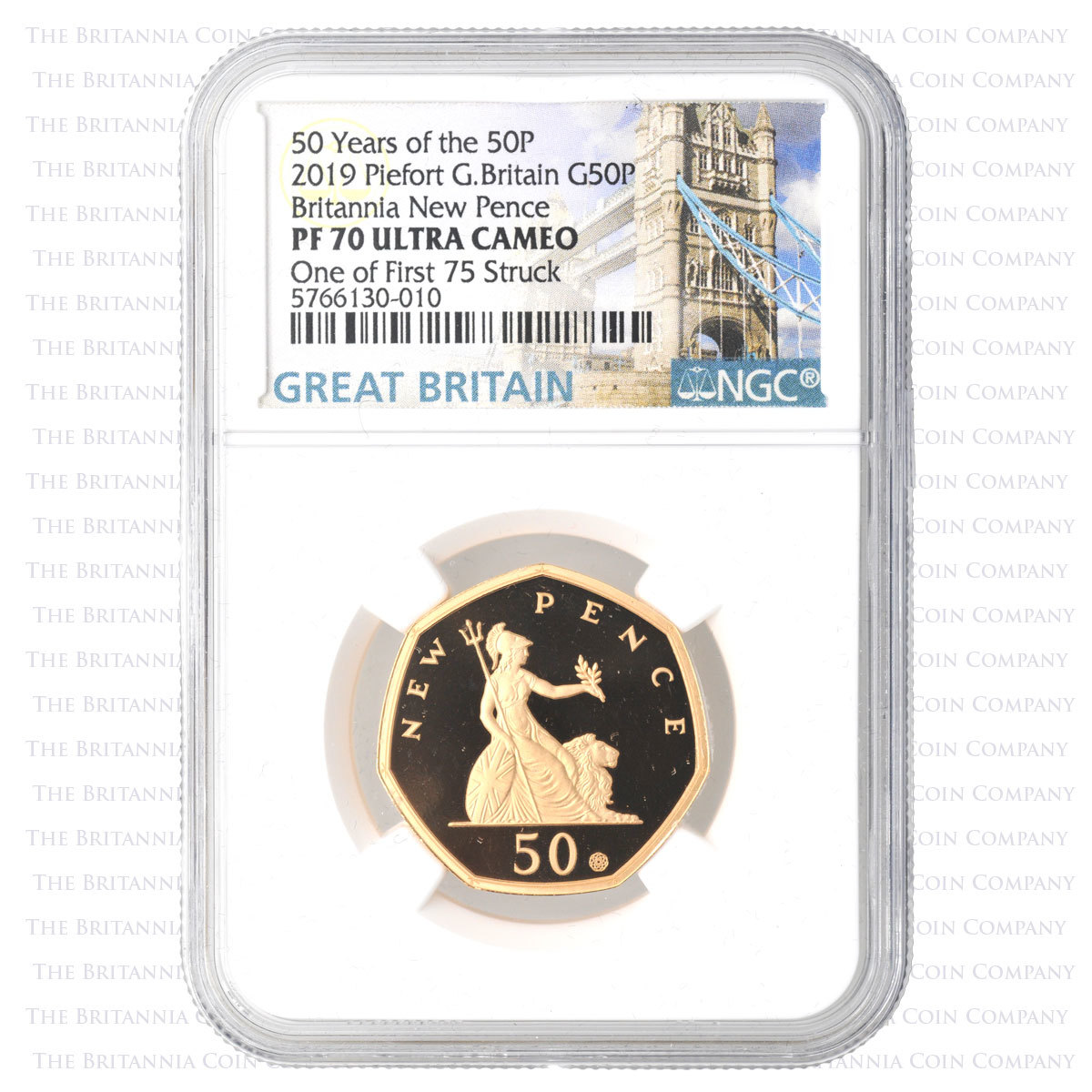 50 Years of the 50p : 2019 Piedfort PF70 Ultra Cameo Reverse