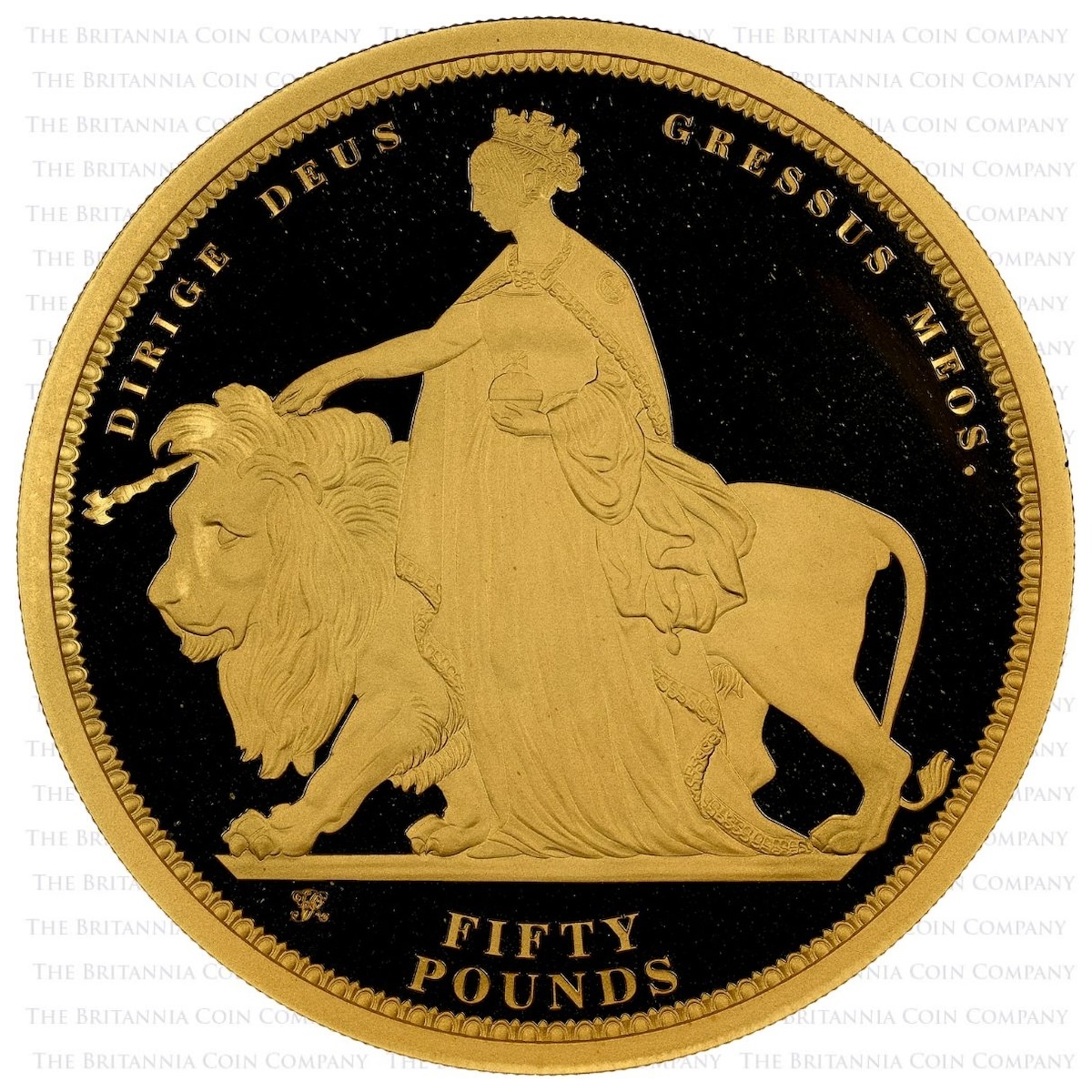 2019 Una And The Lion Fifty Pound Gold Proof Queen Victoria Privy Mark Alderney Coin NGC Graded PF 70 Ultra Cameo Reverse