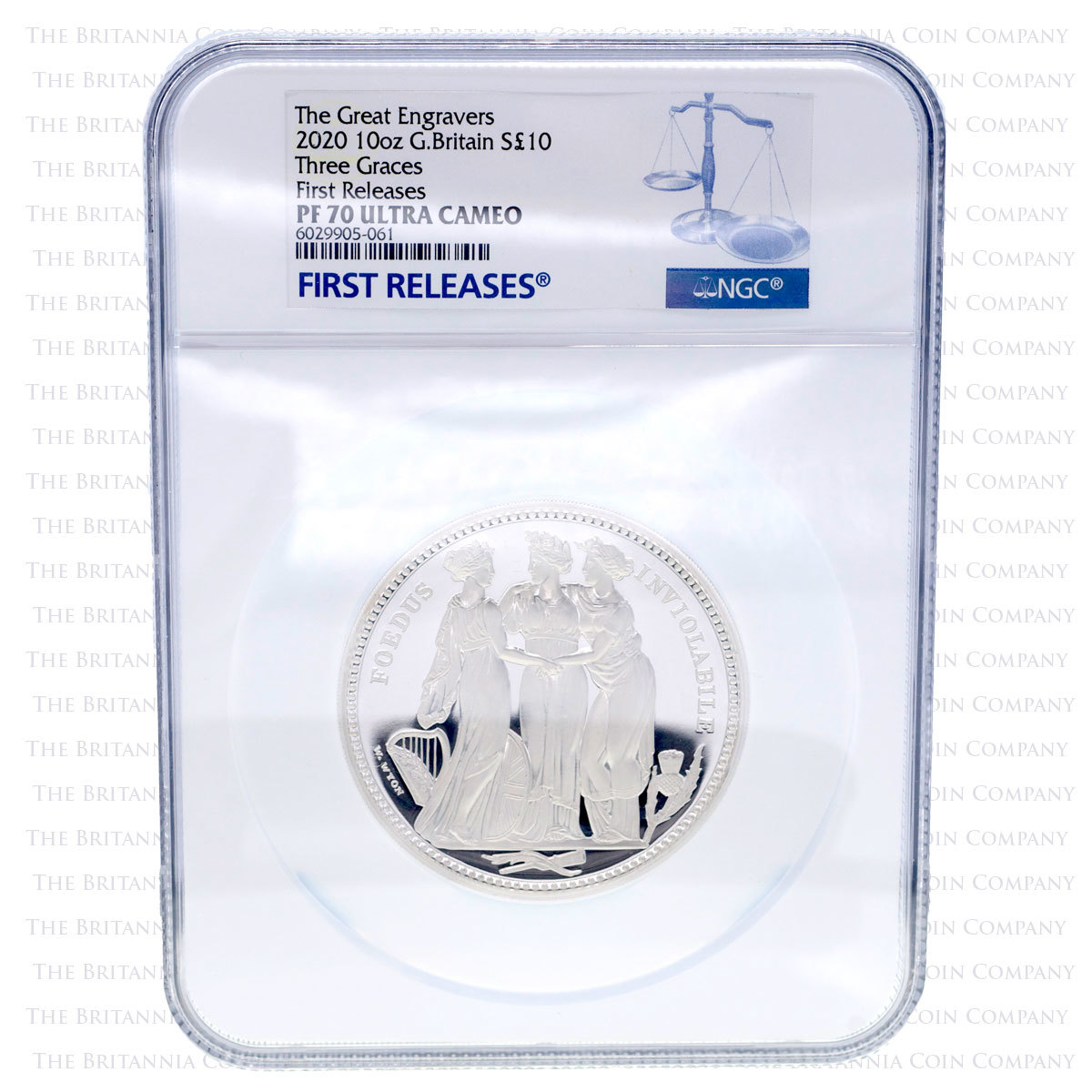 2020 Three Graces Silver Proof 10 Ounce PF 70 UC First Release Slabbed
