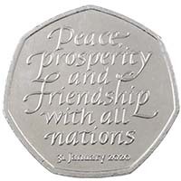 2020 Brexit EU European Union Withdrawal Peace Prosperity And Friendship Circulated Fifty Pence Coin Thumbnail