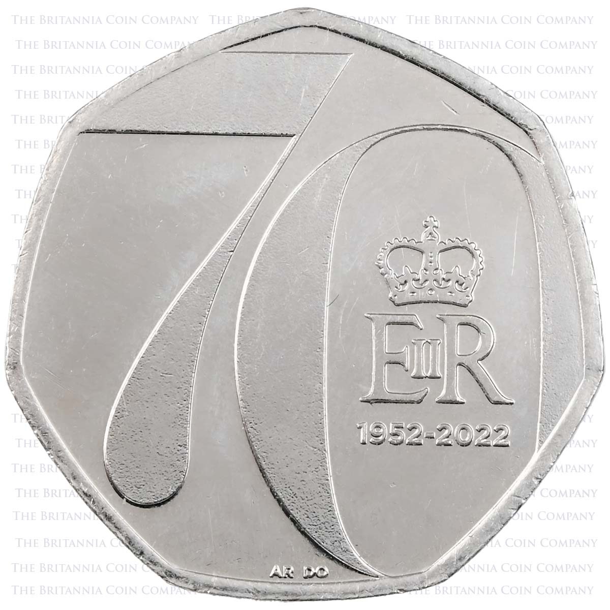 2022 Queen Elizabeth II Platinum Jubilee Circulated Fifty Pence Coin Reverse