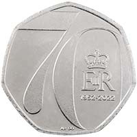 2022 Queen Elizabeth II Platinum Jubilee Circulated Fifty Pence Coin Thumbnail