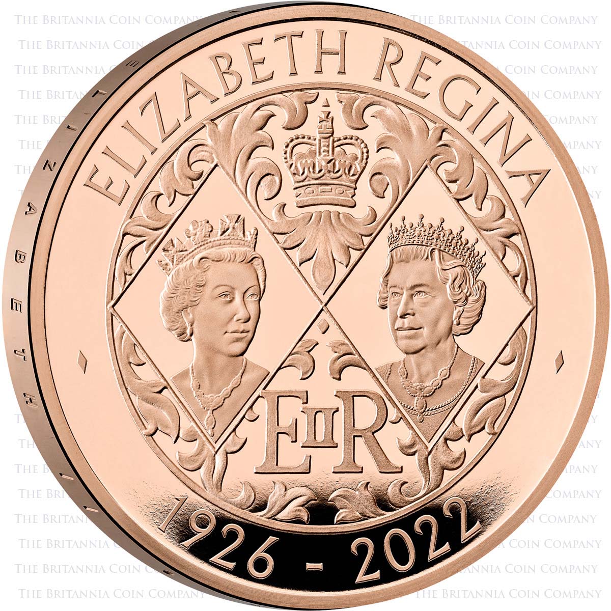 UK22QMGP 2022 Elizabeth II Memorial £5 Crown Gold Proof Reverse
