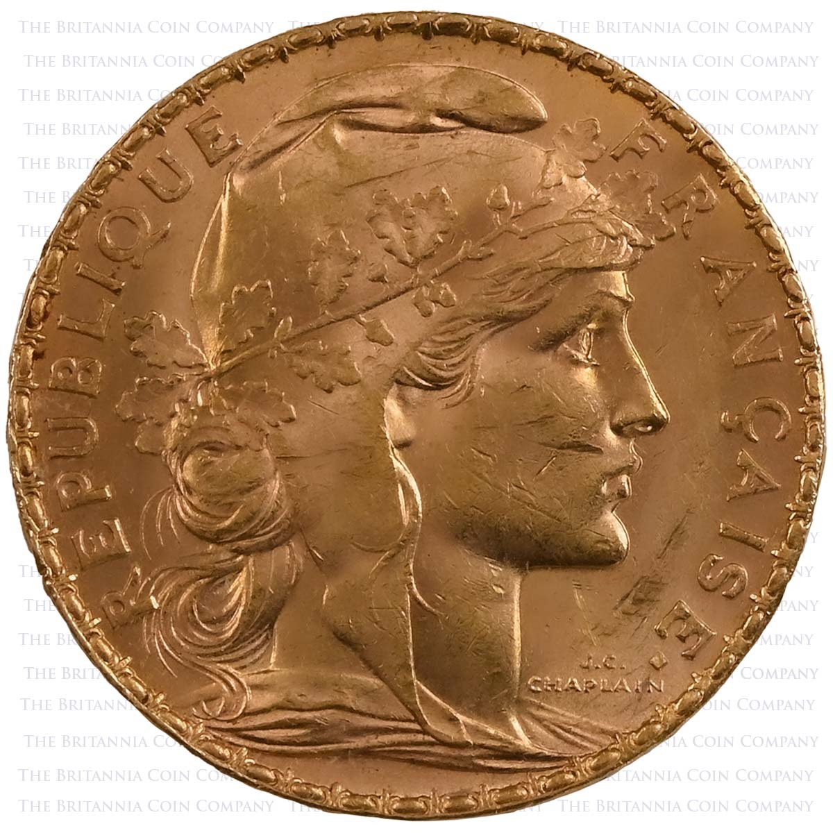 Gold French 20 Francs (Best Value) Marianne Obverse