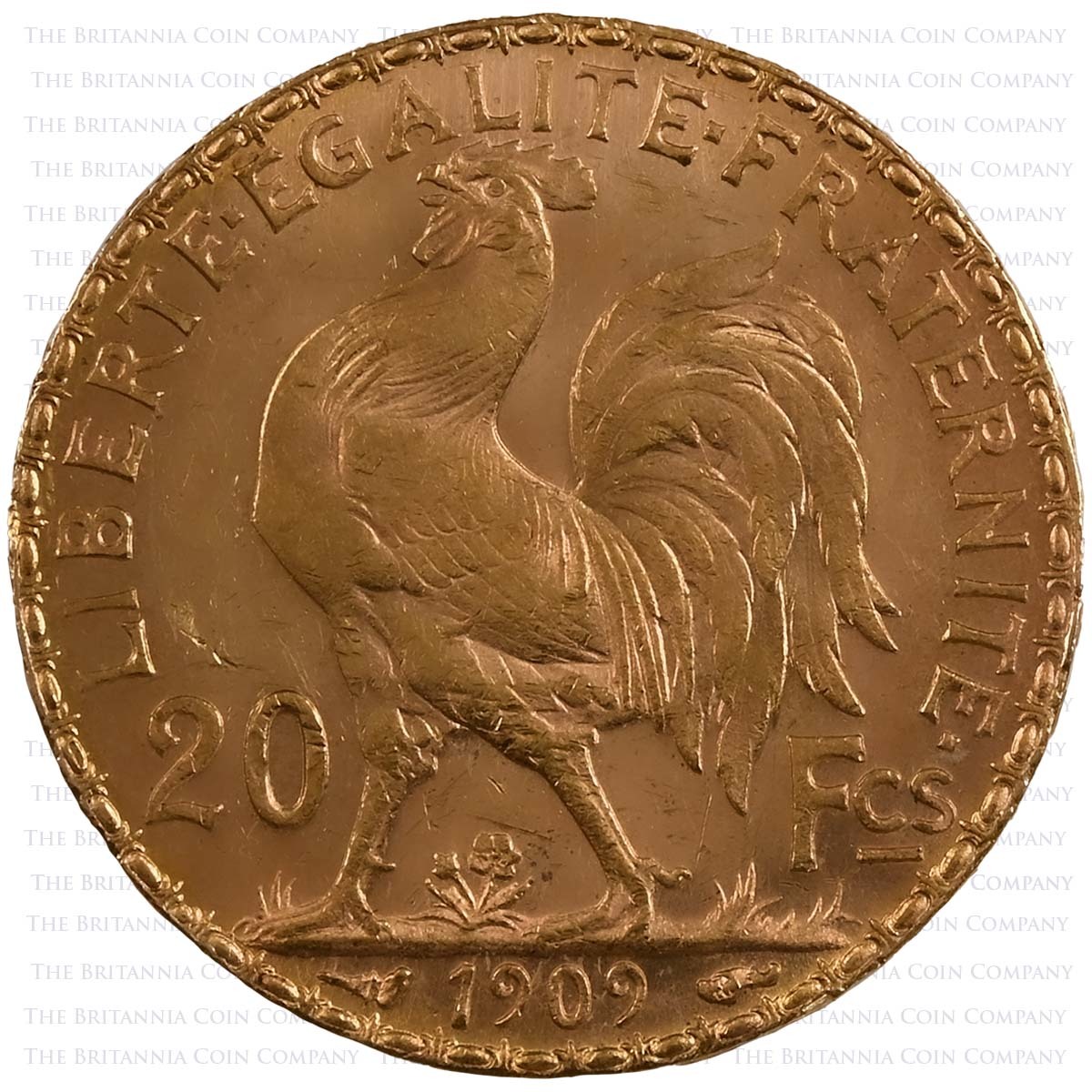 Gold French 20 Francs (Best Value) Rooster Reverse