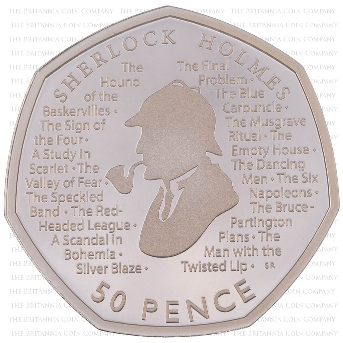 UK19SHPF 2019 Sherlock Holmes Fifty Pence Piedfort Silver Proof Coin reverse design