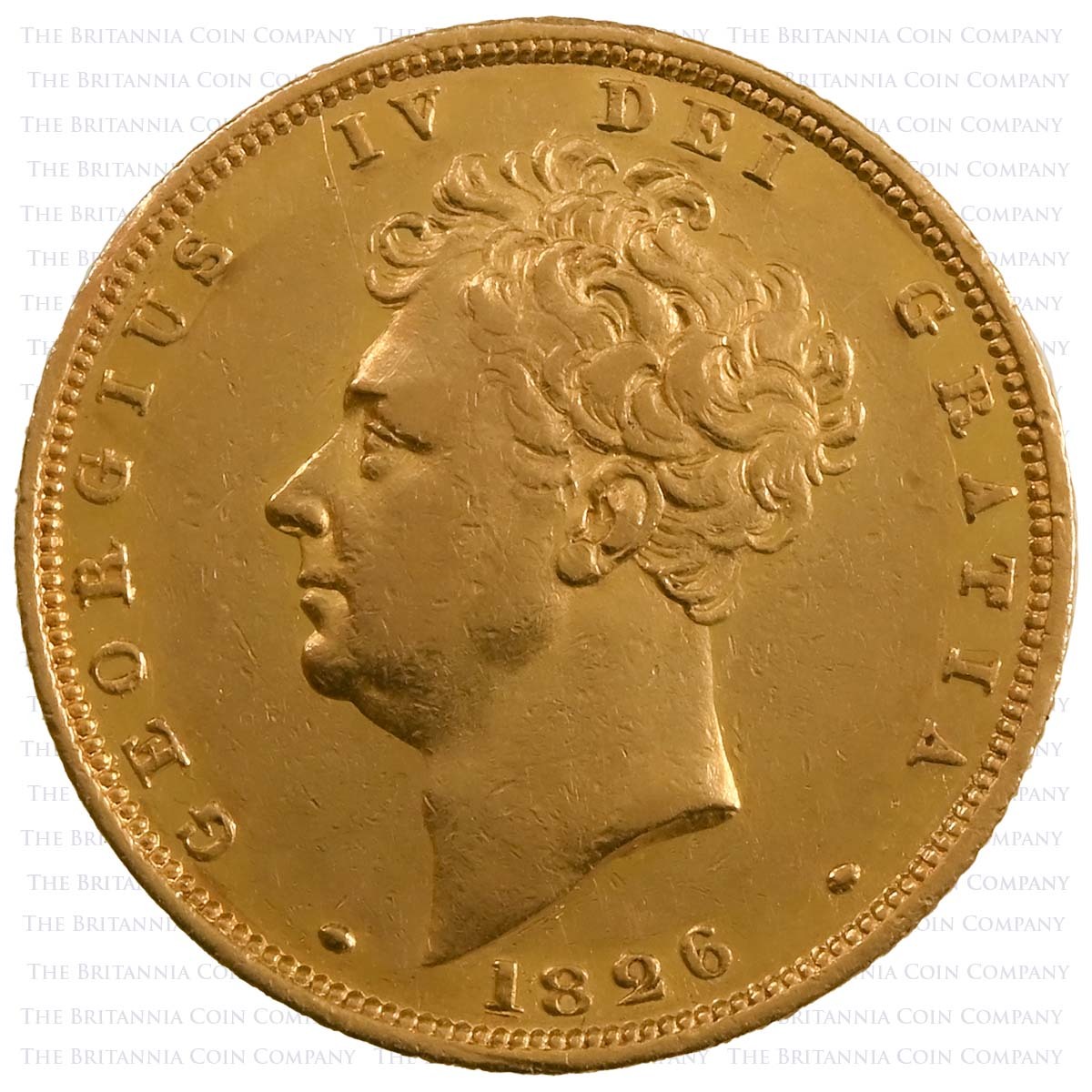 1826 King George IV Gold Full Sovereign Coin Wyon Bare Head Obverse