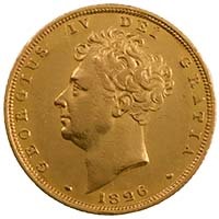 1826 King George IV Gold Full Sovereign Coin Wyon Bare Head Thumbnail