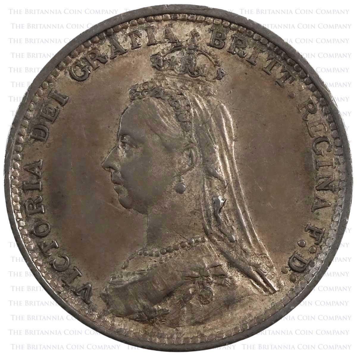 1887 Threepence Jubilee Head Victoria Silver Proof Coin Obverse