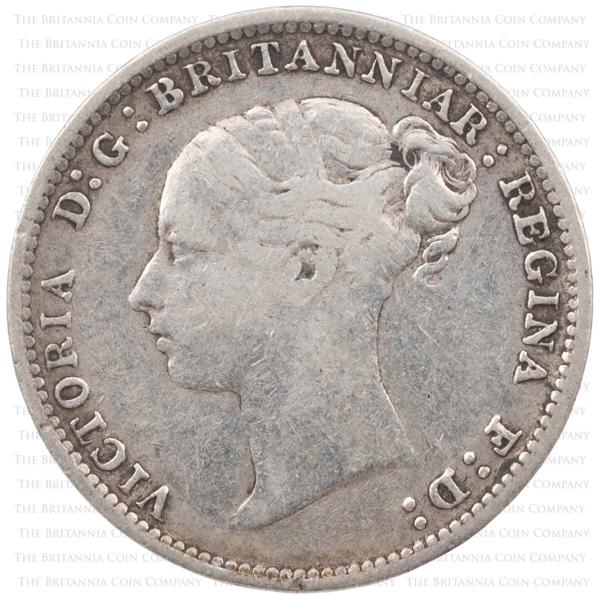 1887 Threepence Young Head Victoria Silver Coin Obverse