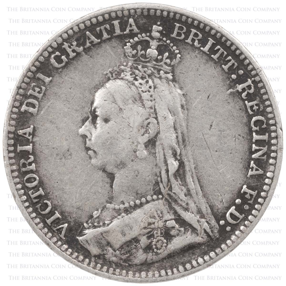 1892 Threepence Victoria Silver Coin Obverse