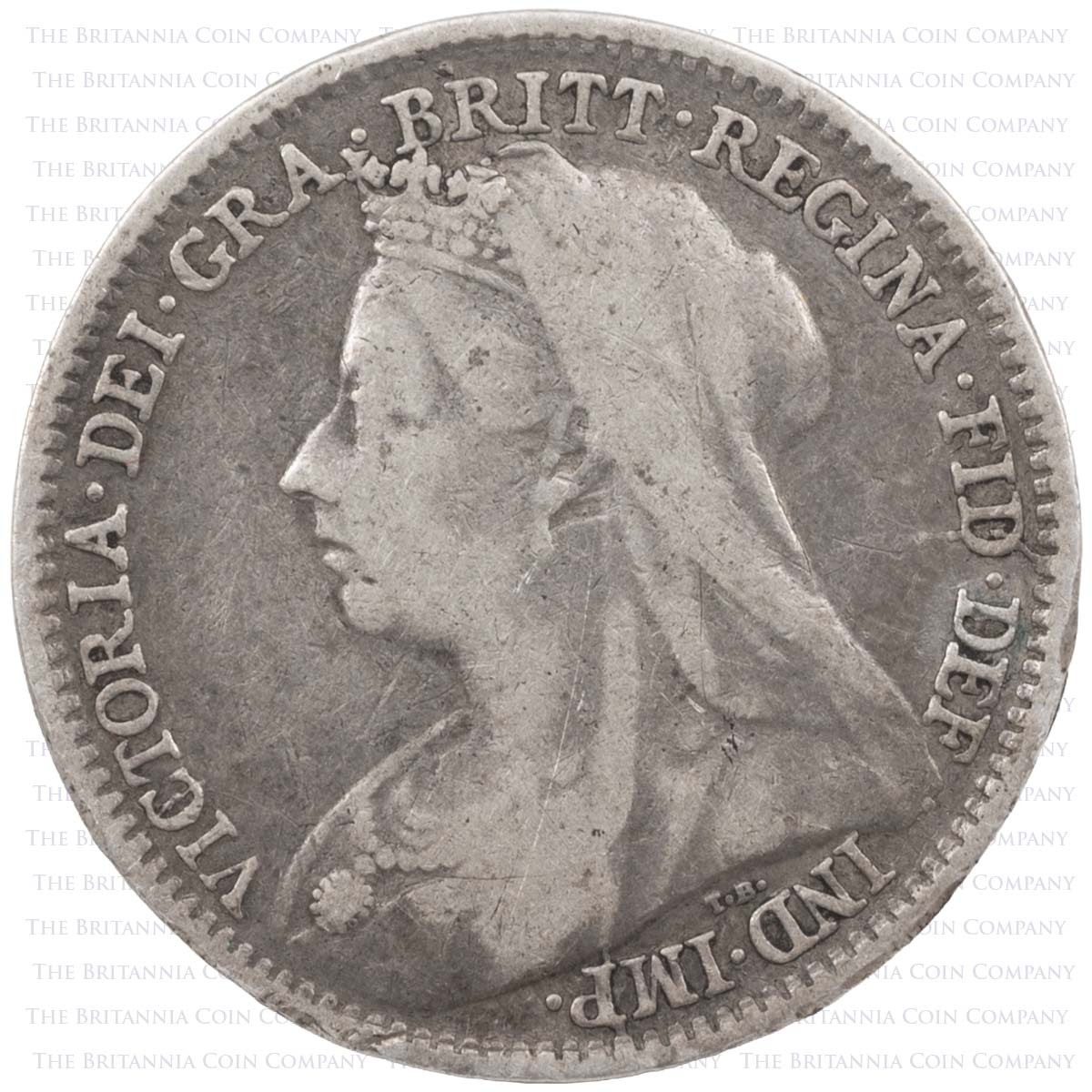 1894 Threepence Victoria Silver Coin Obverse